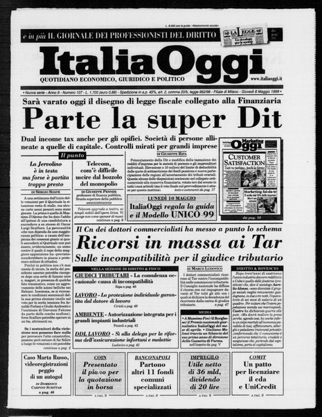 Italia oggi : quotidiano di economia finanza e politica